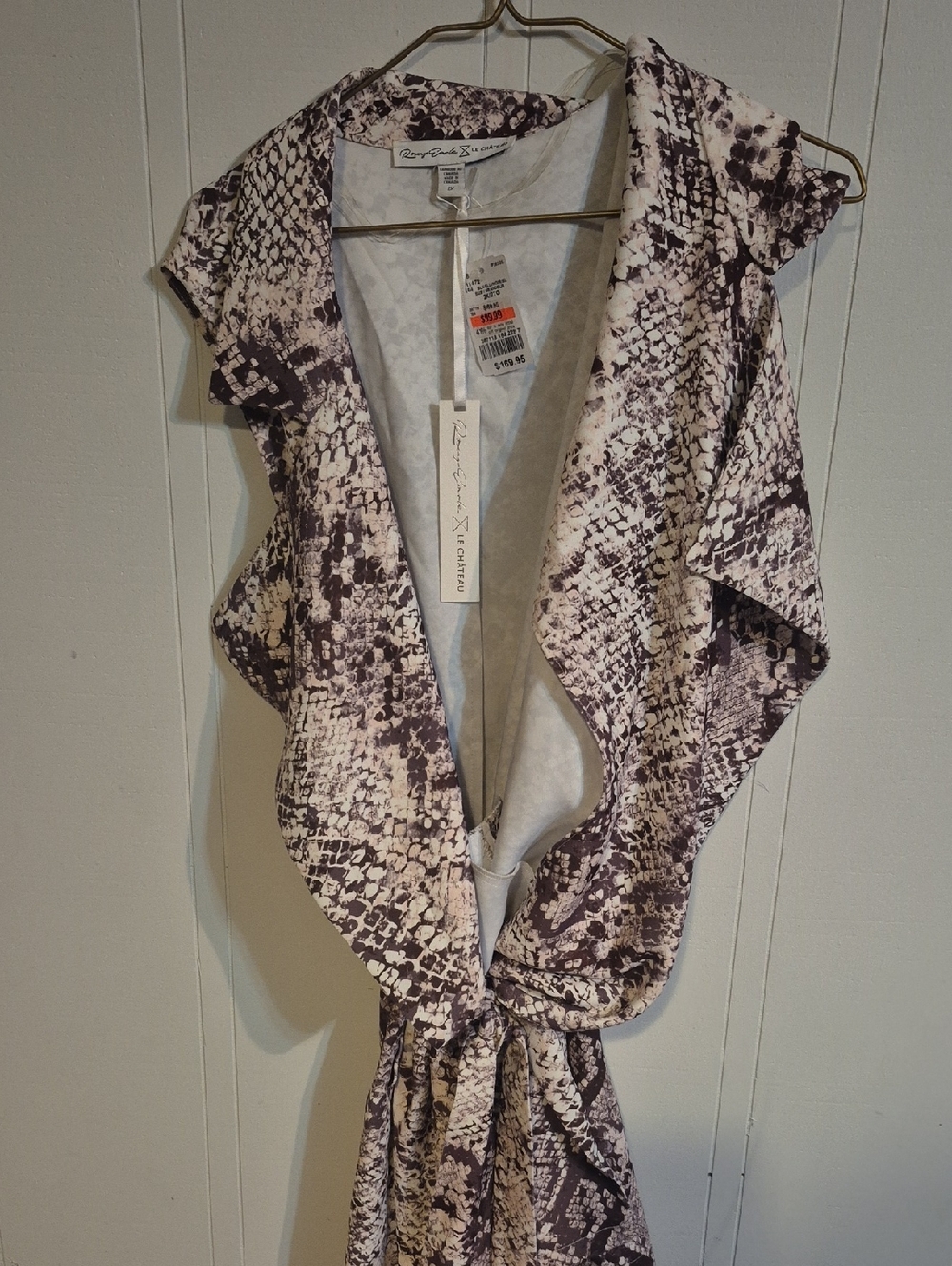 le chateau Maroon & White Snake-Print Tie-Front Vest